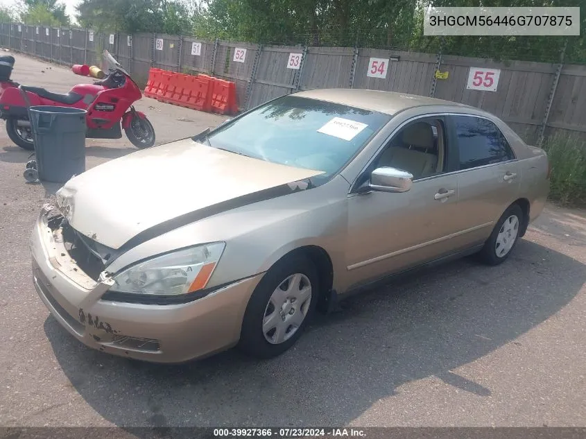 2006 Honda Accord 2.4 Lx VIN: 3HGCM56446G707875 Lot: 39927366