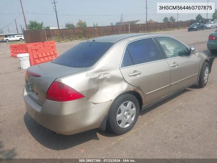 2006 Honda Accord 2.4 Lx VIN: 3HGCM56446G707875 Lot: 39927366