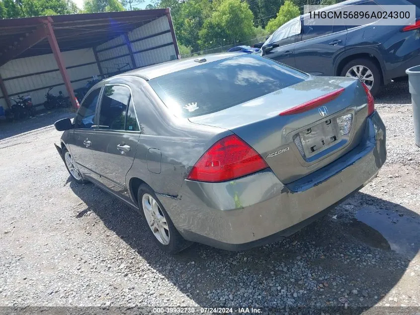 2006 Honda Accord 2.4 Ex VIN: 1HGCM56896A024300 Lot: 39932730