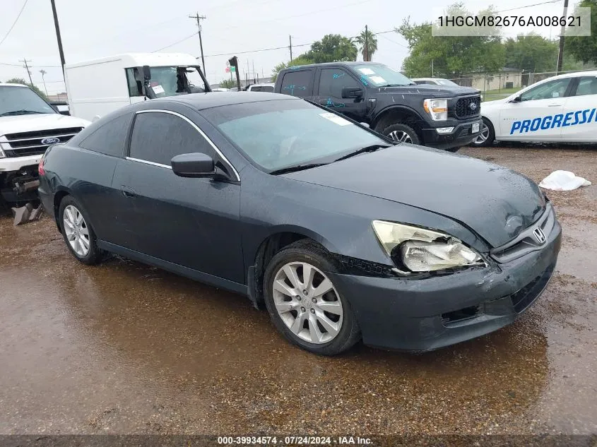 2006 Honda Accord 3.0 Ex VIN: 1HGCM82676A008621 Lot: 39934574