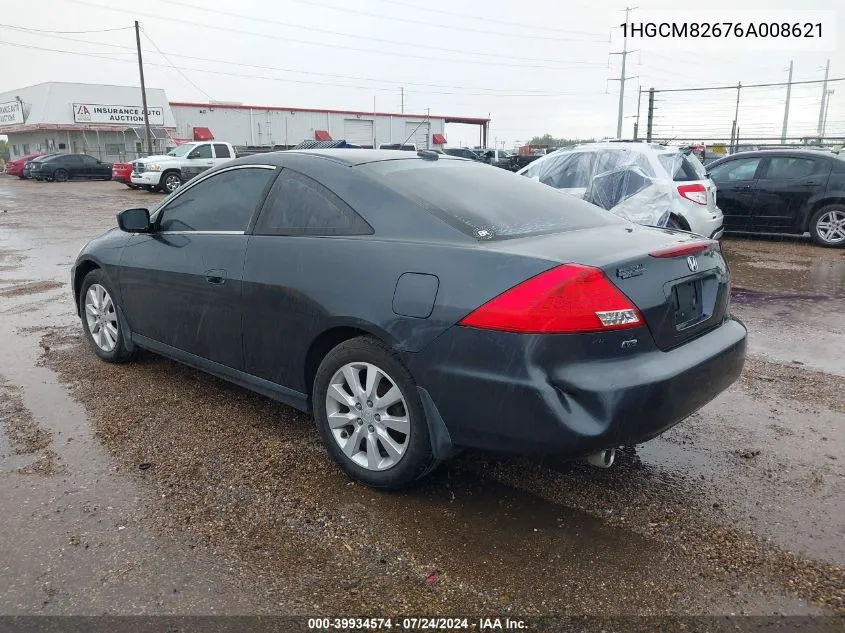 2006 Honda Accord 3.0 Ex VIN: 1HGCM82676A008621 Lot: 39934574