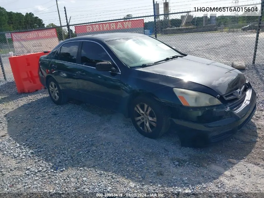 1HGCM66516A015604 2006 Honda Accord 3.0 Ex