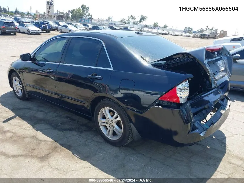 2006 Honda Accord 2.4 Ex VIN: 1HGCM56886A066604 Lot: 39956546