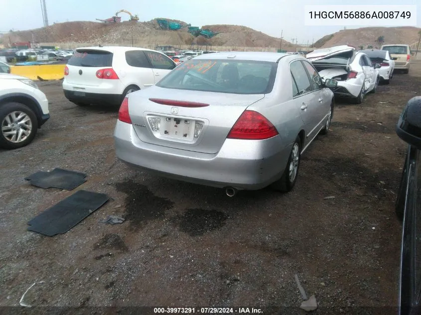 1HGCM56886A008749 2006 Honda Accord Ex