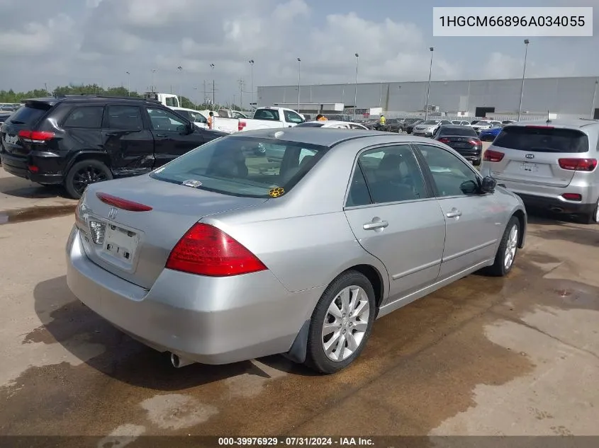 2006 Honda Accord Sdn Ex-L V6 With Navi VIN: 1HGCM66896A034055 Lot: 39976929