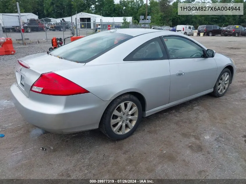 2006 Honda Accord 3.0 Ex VIN: 1HGCM827X6A004944 Lot: 39977319