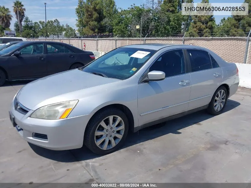 1HGCM66306A028553 2006 Honda Accord 3.0 Lx