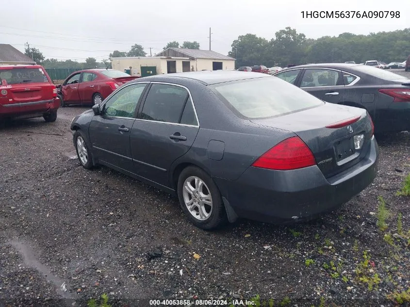 2006 Honda Accord Se VIN: 1HGCM56376A090798 Lot: 40053858