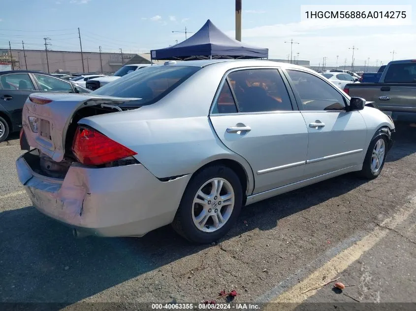 1HGCM56886A014275 2006 Honda Accord 2.4 Ex