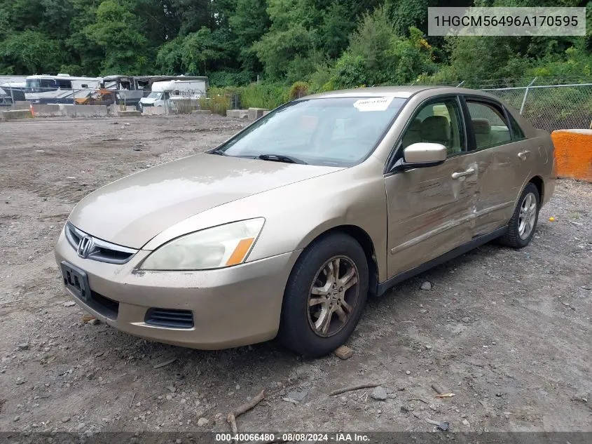 2006 Honda Accord 2.4 Lx VIN: 1HGCM56496A170595 Lot: 40066480