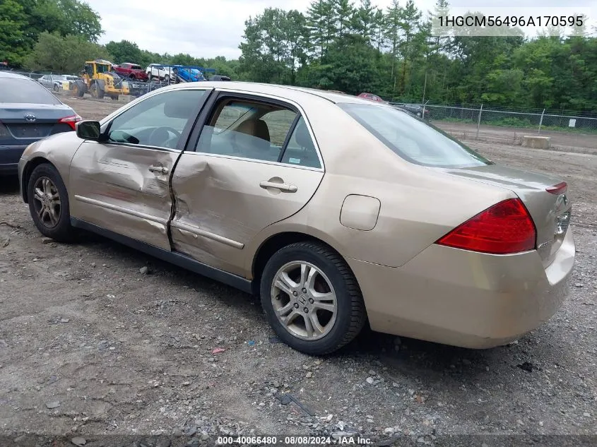 2006 Honda Accord 2.4 Lx VIN: 1HGCM56496A170595 Lot: 40066480