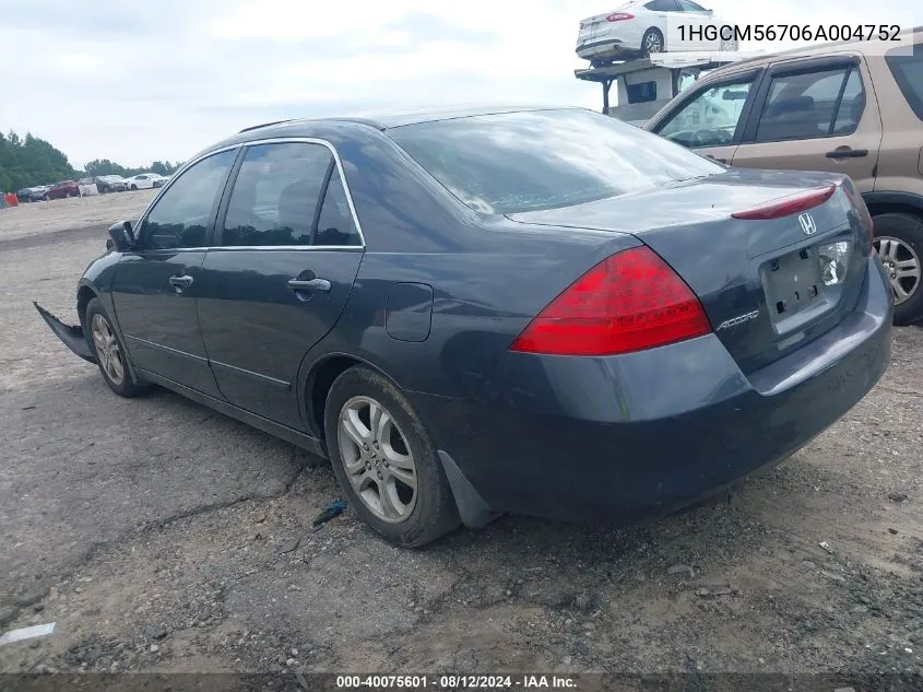 1HGCM56706A004752 2006 Honda Accord 2.4 Ex