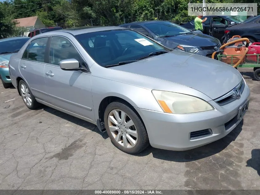 2006 Honda Accord 3.0 Ex VIN: 1HGCM66586A026471 Lot: 40089800