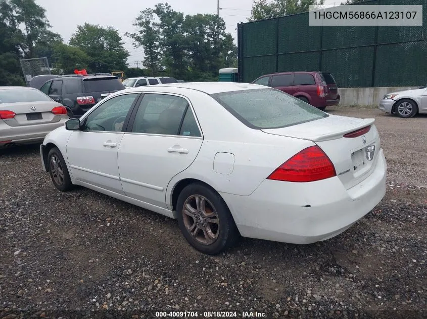 2006 Honda Accord 2.4 Ex VIN: 1HGCM56866A123107 Lot: 40091704