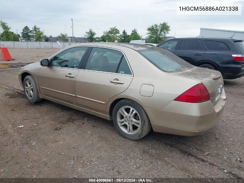 2006 Honda Accord 2.4 Ex VIN: 1HGCM56886A021338 Lot: 40096661