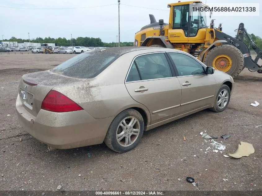 2006 Honda Accord 2.4 Ex VIN: 1HGCM56886A021338 Lot: 40096661