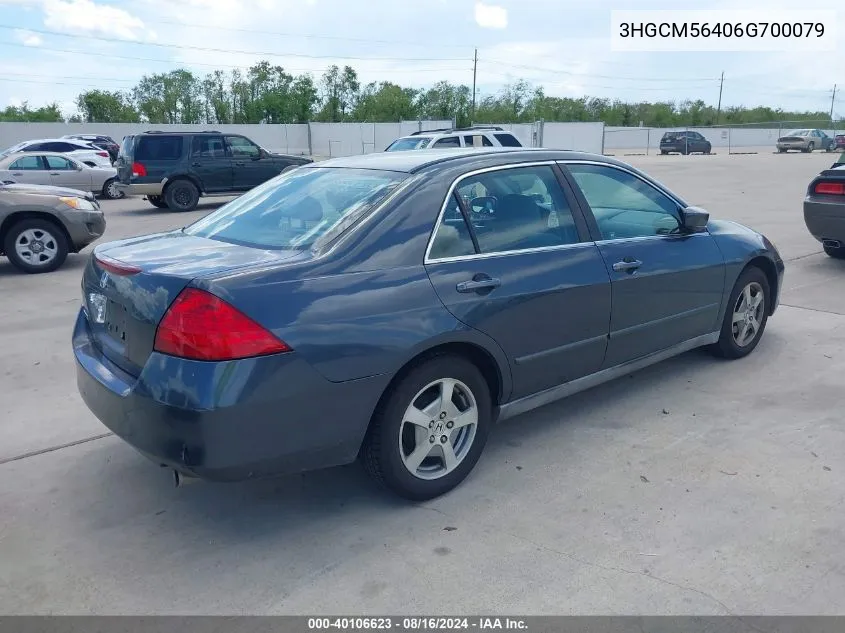 2006 Honda Accord 2.4 Lx VIN: 3HGCM56406G700079 Lot: 40106623