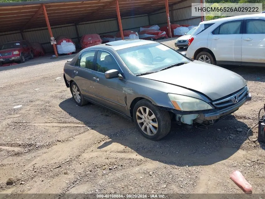 2006 Honda Accord 3.0 Ex VIN: 1HGCM66526A029222 Lot: 40108884