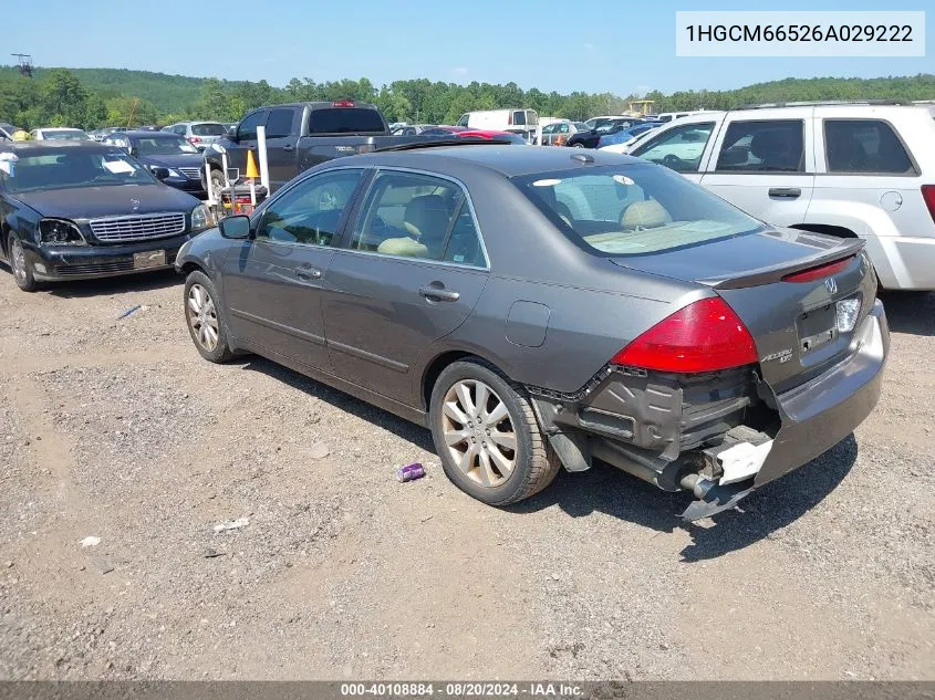 1HGCM66526A029222 2006 Honda Accord 3.0 Ex