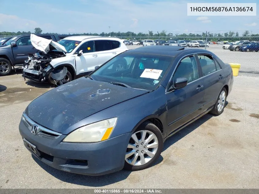 1HGCM56876A136674 2006 Honda Accord 2.4 Ex