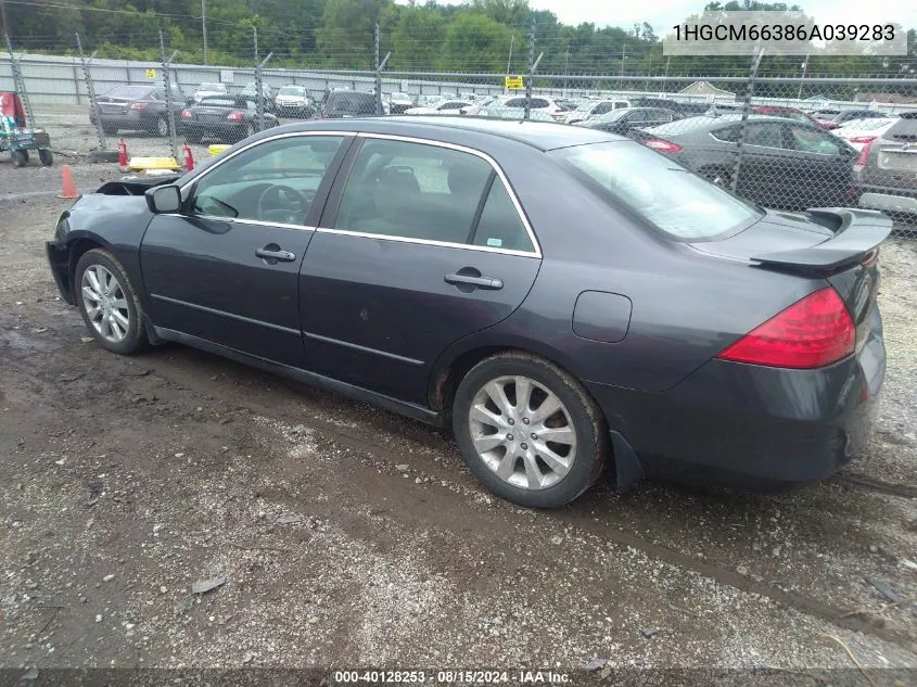 2006 Honda Accord 3.0 Lx VIN: 1HGCM66386A039283 Lot: 40128253