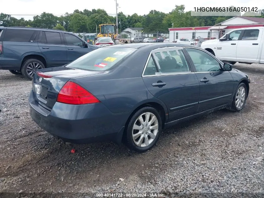 2006 Honda Accord Lx VIN: 1HGCM66316A050142 Lot: 40141722