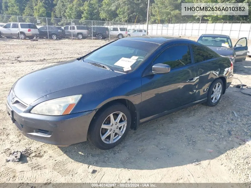 2006 Honda Accord 3.0 Ex VIN: 1HGCM82636A010382 Lot: 40142897