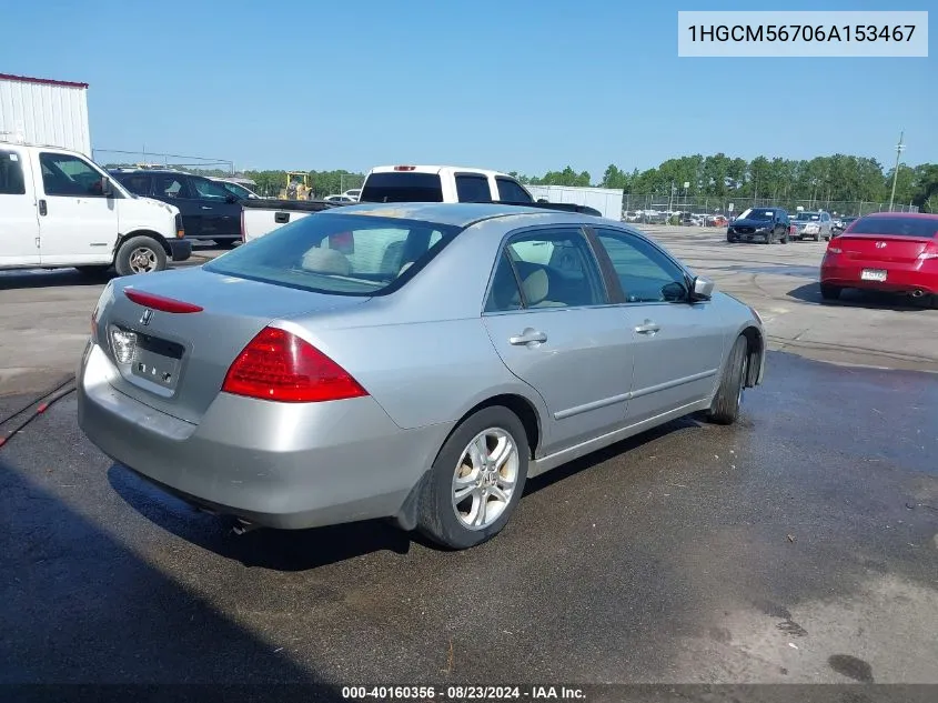 1HGCM56706A153467 2006 Honda Accord 2.4 Ex