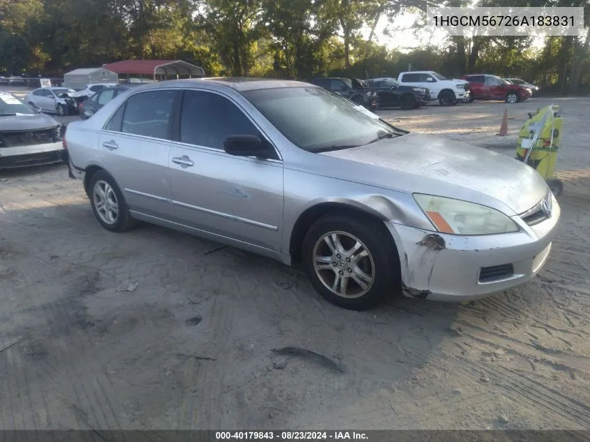 2006 Honda Accord 2.4 Ex VIN: 1HGCM56726A183831 Lot: 40179843