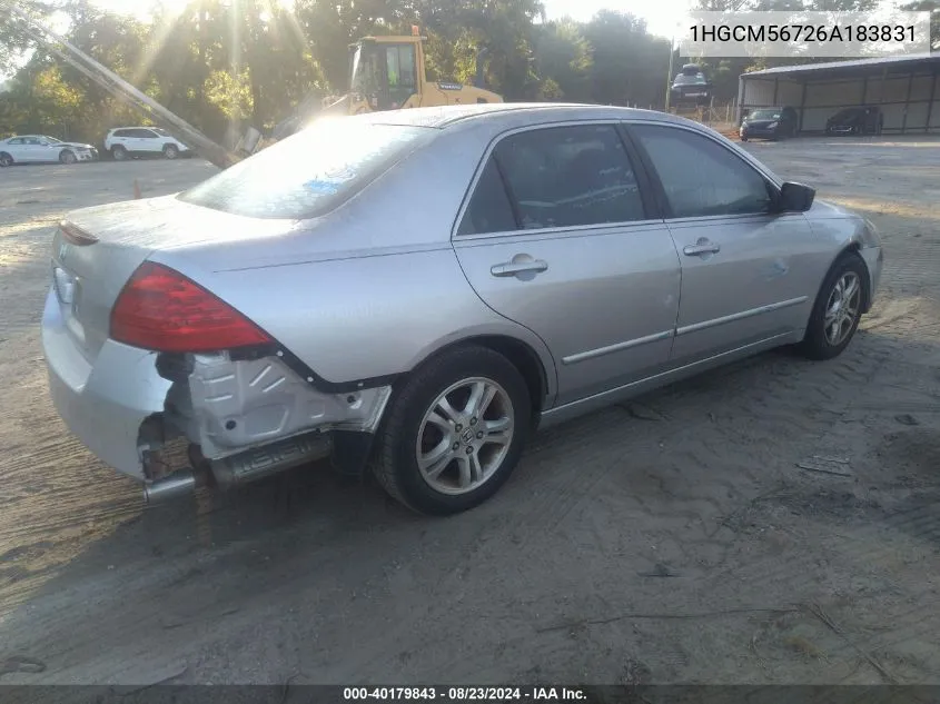 2006 Honda Accord 2.4 Ex VIN: 1HGCM56726A183831 Lot: 40179843