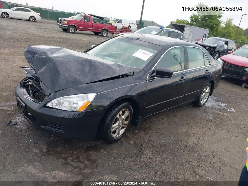 2006 Honda Accord 2.4 Ex VIN: 1HGCM56706A055894 Lot: 40181246