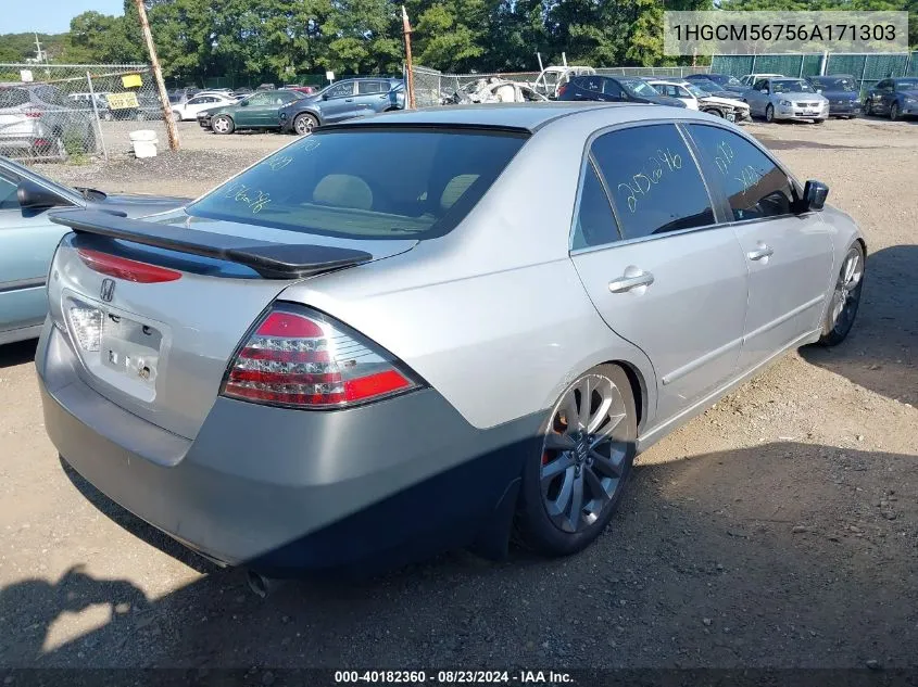 2006 Honda Accord 2.4 Ex VIN: 1HGCM56756A171303 Lot: 40182360