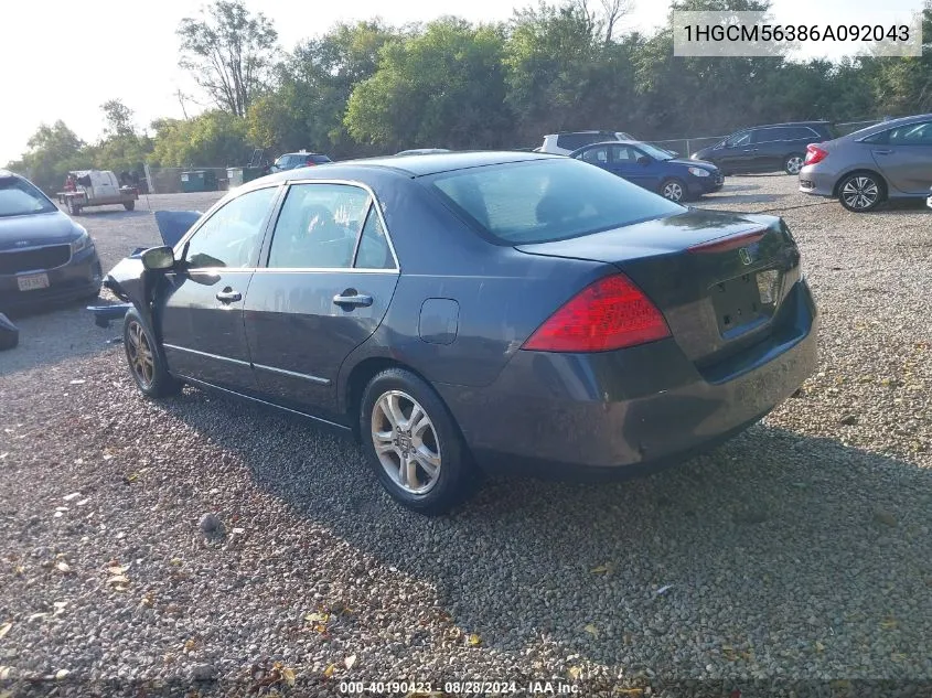 1HGCM56386A092043 2006 Honda Accord 2.4 Se