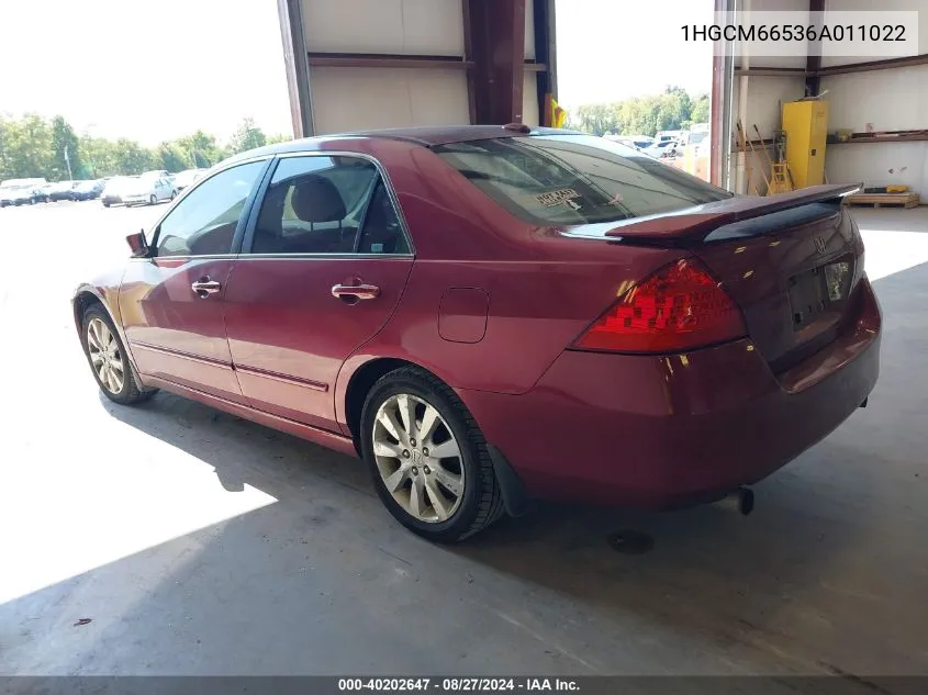 1HGCM66536A011022 2006 Honda Accord 3.0 Ex