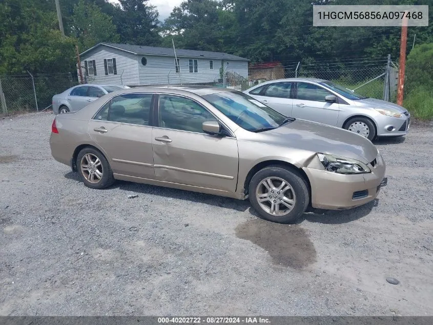 2006 Honda Accord 2.4 Ex VIN: 1HGCM56856A097468 Lot: 40202722