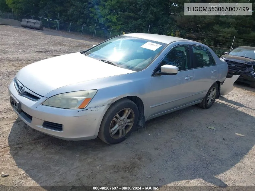 2006 Honda Accord 2.4 Se VIN: 1HGCM56306A007499 Lot: 40207697