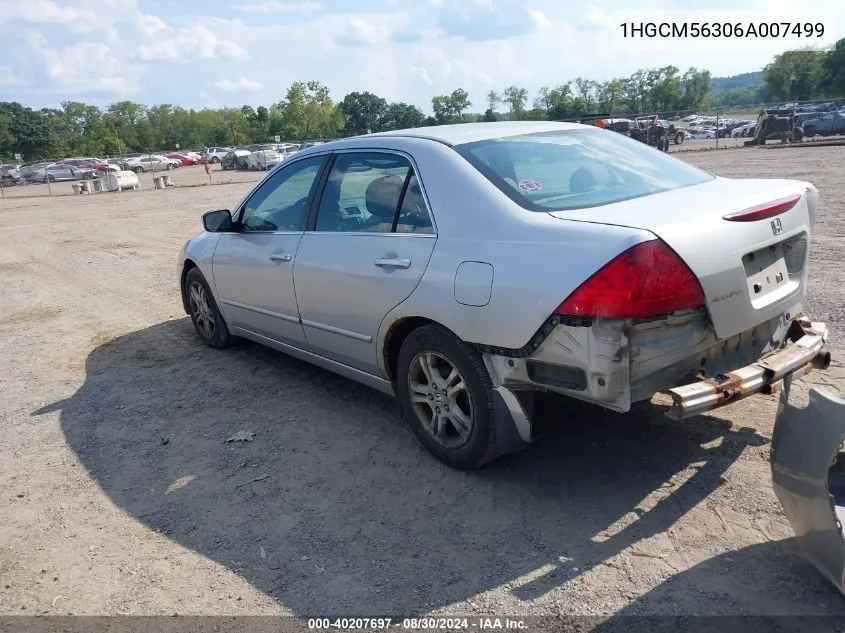 2006 Honda Accord 2.4 Se VIN: 1HGCM56306A007499 Lot: 40207697