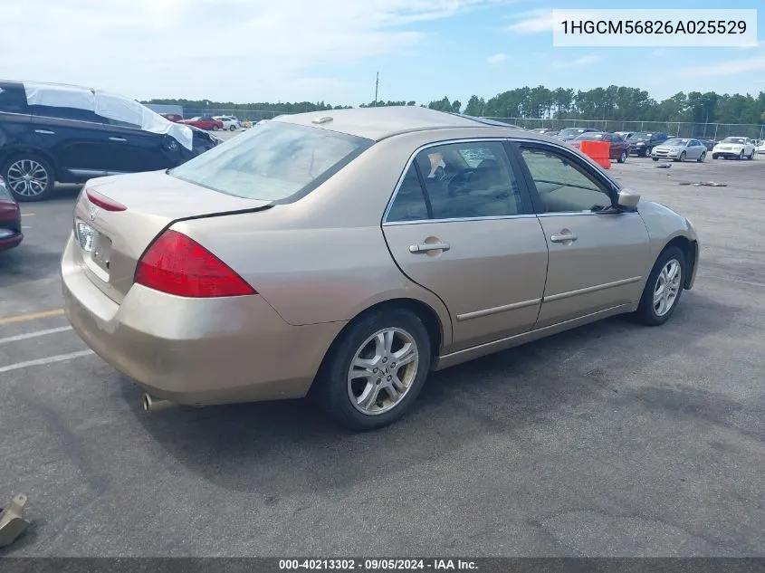 1HGCM56826A025529 2006 Honda Accord 2.4 Ex