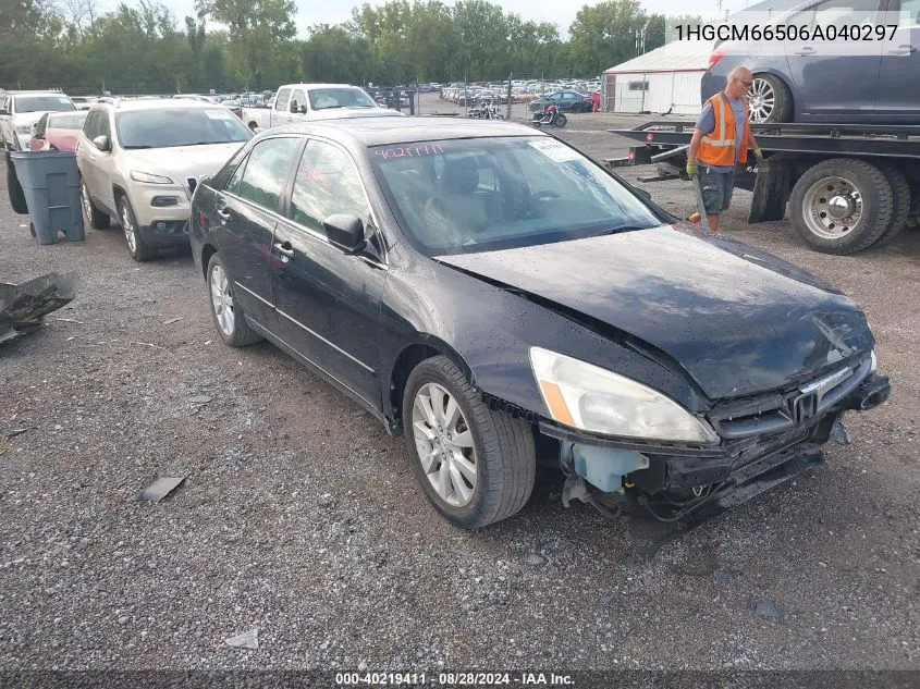 2006 Honda Accord 3.0 Ex VIN: 1HGCM66506A040297 Lot: 40219411