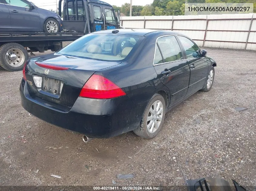 2006 Honda Accord 3.0 Ex VIN: 1HGCM66506A040297 Lot: 40219411