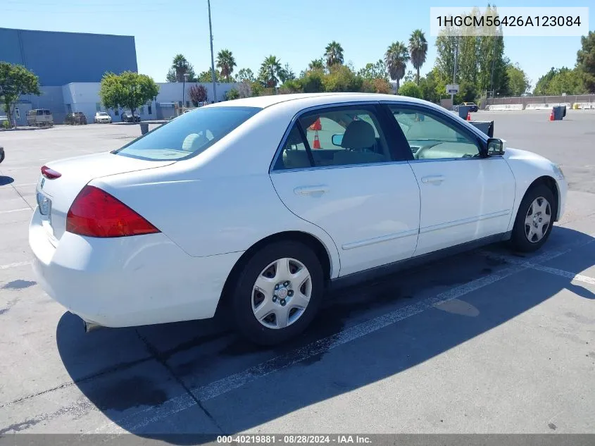 2006 Honda Accord 2.4 Lx VIN: 1HGCM56426A123084 Lot: 40219881