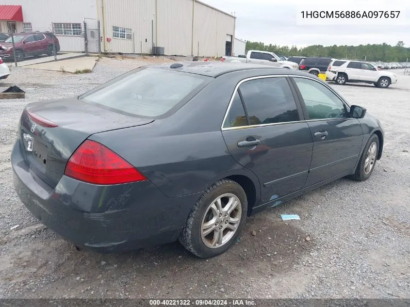 2006 Honda Accord 2.4 Ex VIN: 1HGCM56886A097657 Lot: 40221322