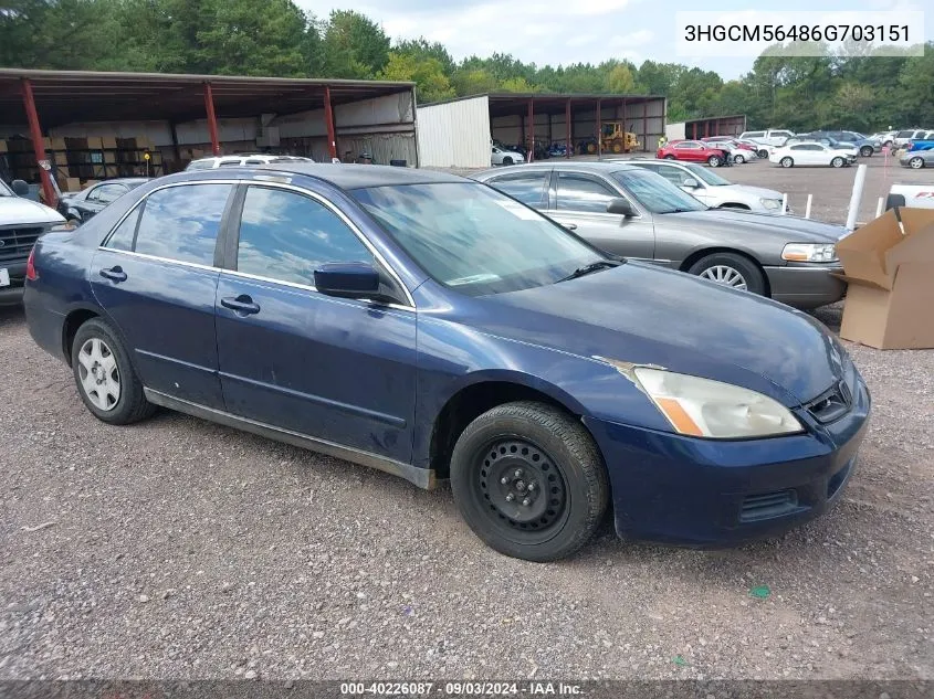 3HGCM56486G703151 2006 Honda Accord 2.4 Lx