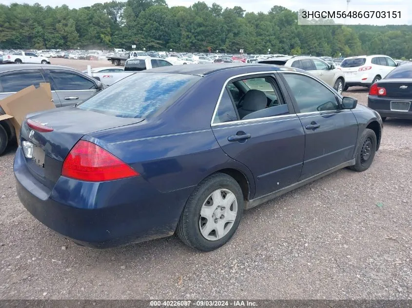 3HGCM56486G703151 2006 Honda Accord 2.4 Lx