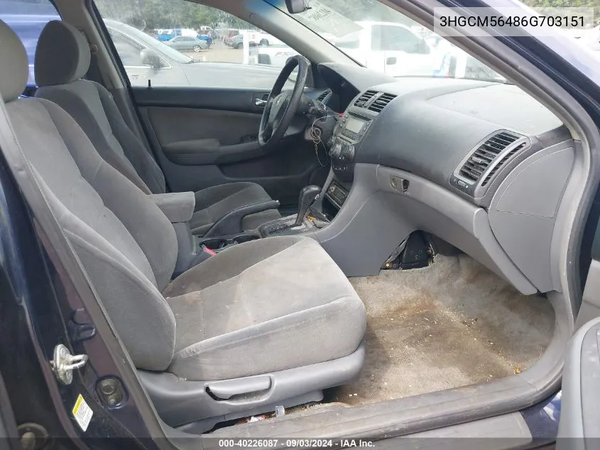 3HGCM56486G703151 2006 Honda Accord 2.4 Lx