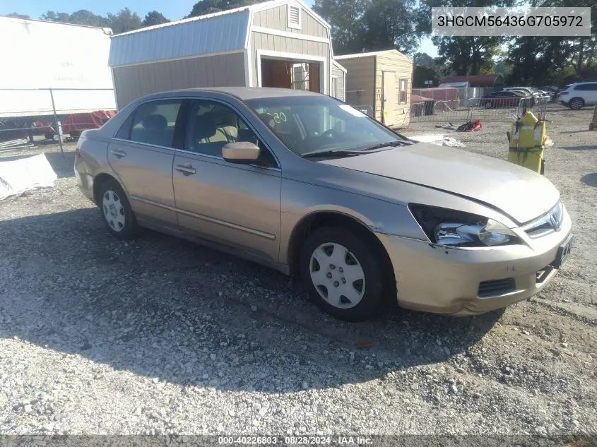 2006 Honda Accord 2.4 Lx VIN: 3HGCM56436G705972 Lot: 40226803