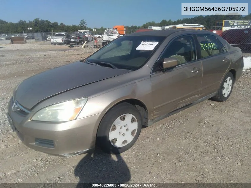 2006 Honda Accord 2.4 Lx VIN: 3HGCM56436G705972 Lot: 40226803