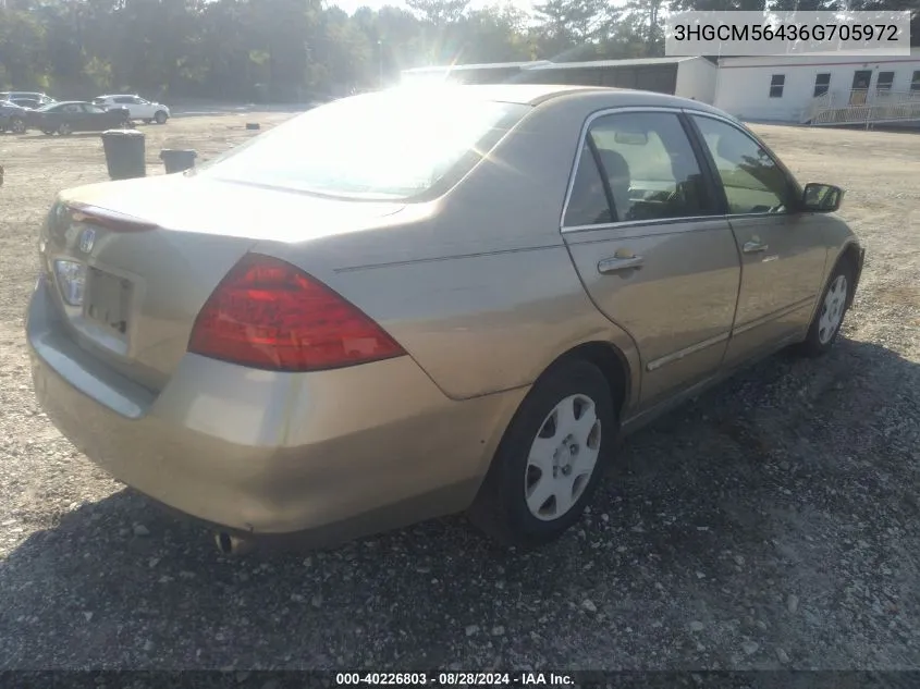 2006 Honda Accord 2.4 Lx VIN: 3HGCM56436G705972 Lot: 40226803