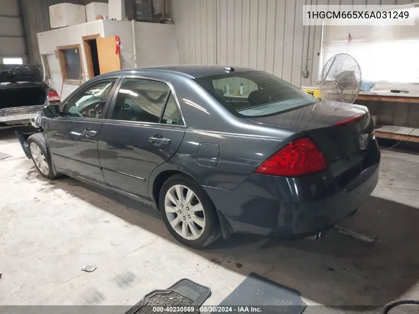 2006 Honda Accord 3.0 Ex VIN: 1HGCM665X6A031249 Lot: 40230569