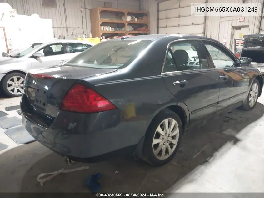 2006 Honda Accord 3.0 Ex VIN: 1HGCM665X6A031249 Lot: 40230569